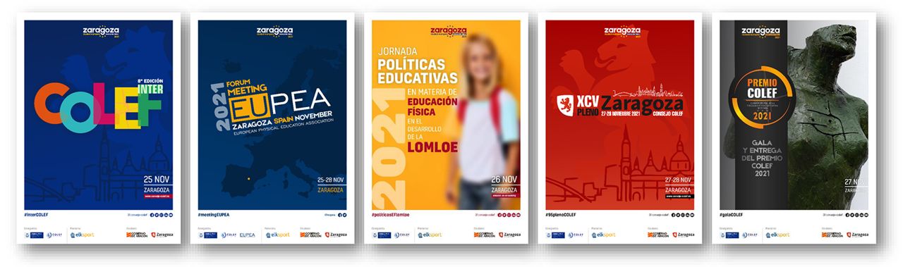 Carteles Zaragoza, ciudad europea de la Educación Física 2021